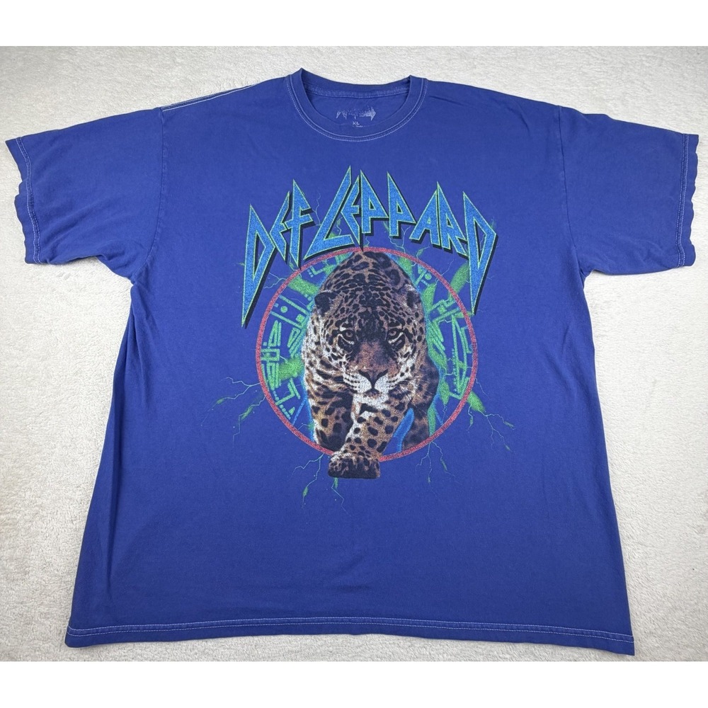 Retro Def Leppard Short Sleeve T-shirt Blue‎ Size XL